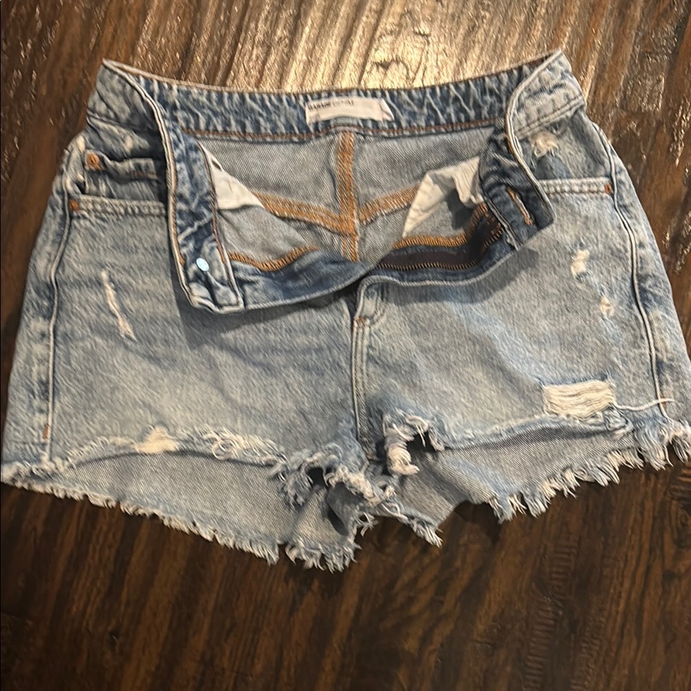 Garage Blue Jean Shorts with Distressed Hem